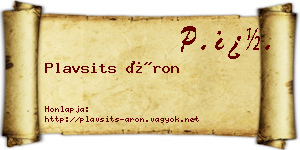 Plavsits Áron névjegykártya